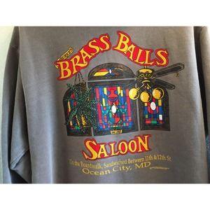 Vtg Burke's Brass Balls Saloon Ocean City Maryland Hoodie Motorcycle Size S